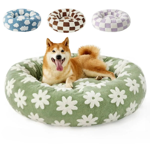 Calming Donut Dog Bed - Anti - Anxiety Plush Comfort - DreammyDoggie