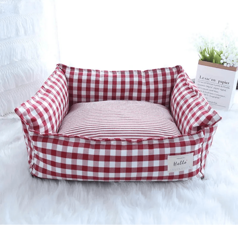 Cozy Checkered Dog Bed for Small to Medium Pets - DreammyDoggie