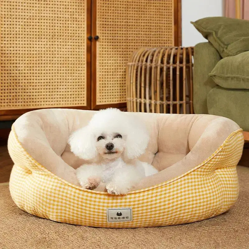 Cozy Plaid Dog Bed for All Seasons - Small Breeds - DreammyDoggie