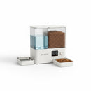 DreammyDoggie automatic dog feeder and water fountain with stainless steel bowls, LCD display, and 8.5L capacity.