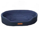 DreammyDoggie blue waterproof dog sofa bed with raised edges and bone-shaped center cushion for comfortable pet rest