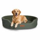 DreammyDoggie large green waterproof sofa dog bed with raised edges and a golden retriever resting inside