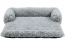 DreammyDoggie large grey faux fur sofa bed furniture protector with plush cushioned bolsters for pet comfort