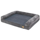 DreammyDoggie grey orthopedic dog bed with plush bolster and memory foam base for large breeds