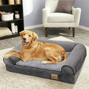 DreammyDoggie grey orthopedic dog sofa bed with plush fleece surface and bolster support for large breeds