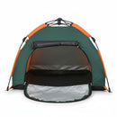 DreammyDoggie portable waterproof dog tent in green and orange with an automatic folding design for travel