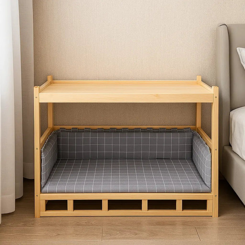 Wooden Dog Bed with Storage Shelf – Stylish, Comfortable & Practical - DreammyDoggie