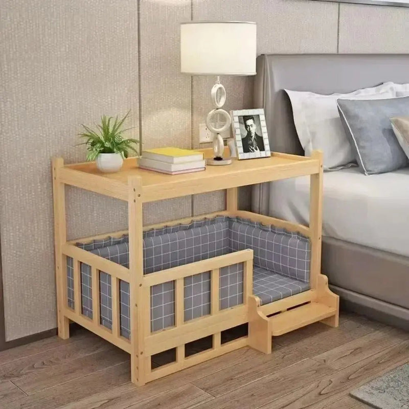 Wooden Dog Bed with Storage Shelf – Stylish, Comfortable & Practical - DreammyDoggie
